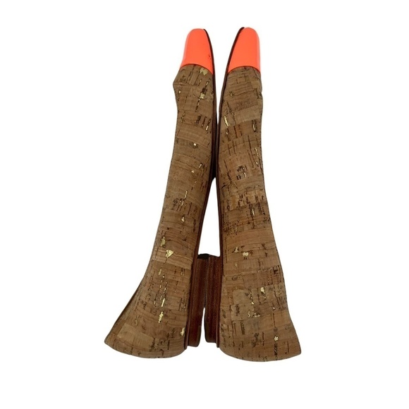 Kate Spade Orange Elina Cork Cap Pointed Toe Flats Size 7 1/2 Women’s - Picture 4 of 7